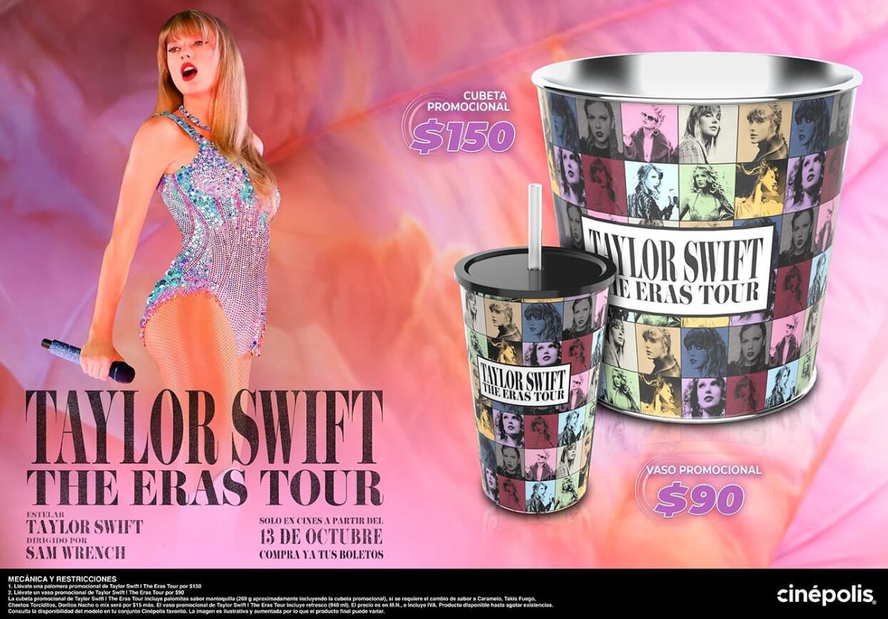 Poster Taylor Swift Eras Tour Movie Y Boleto Conmemorativo