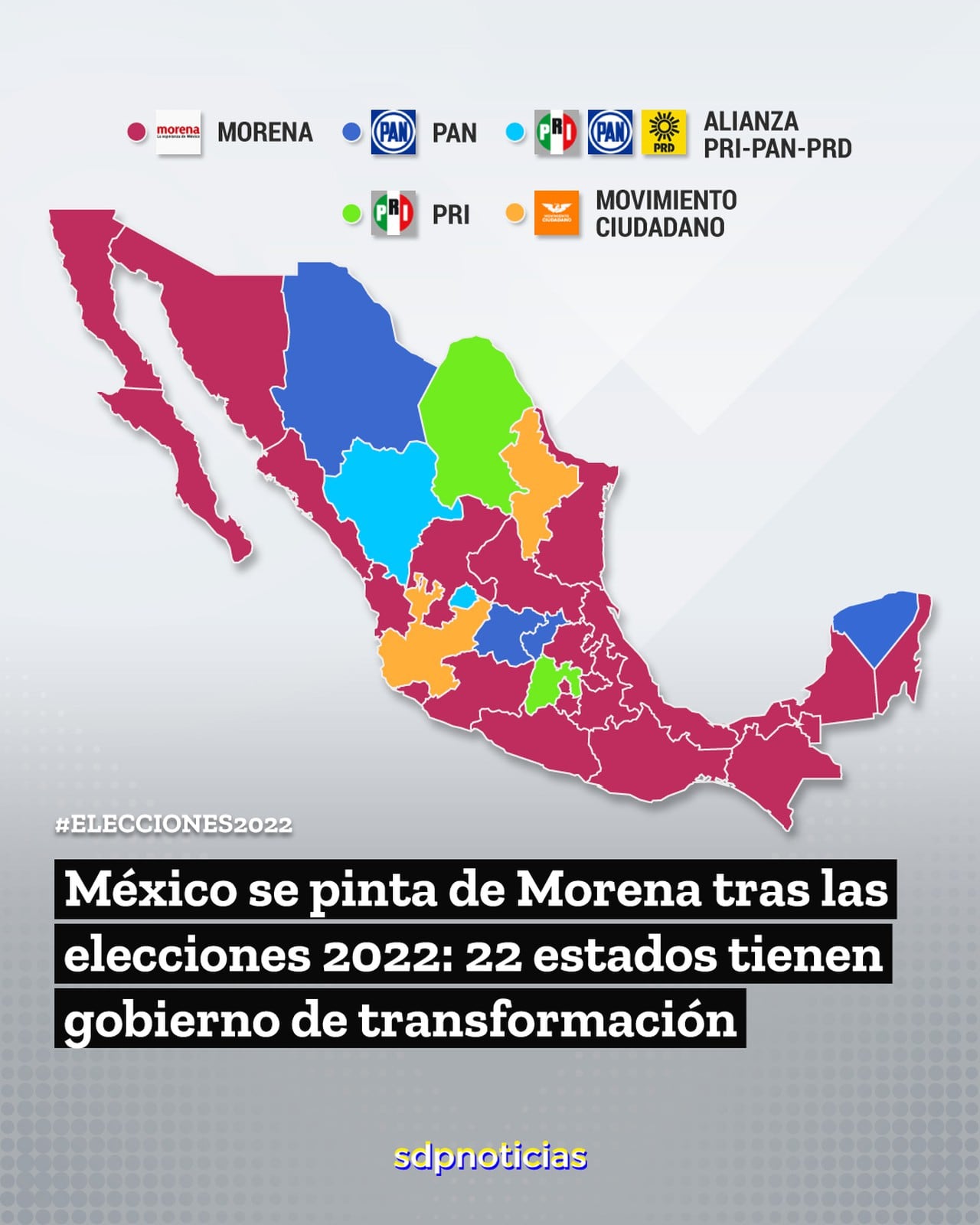 Elecciones 2022 México Cómo quedó el mapa político del país por partidos; Morena gobernará 22