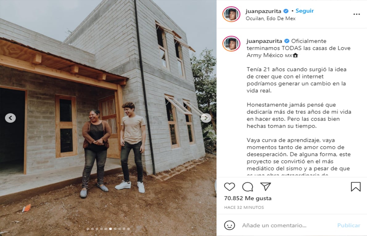 Juanpa Zurita termina casas de 'Love Army México' después de 3 años
