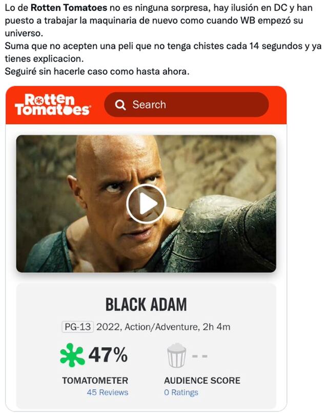 Black Adam se estrena en Rotten Tomatoes como fracaso absoluto