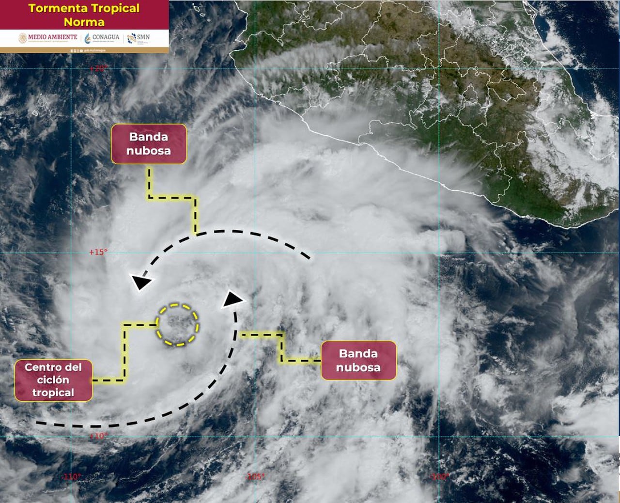 Tormenta Tropical Norma trayectoria 17 de octubre en vivo podría
