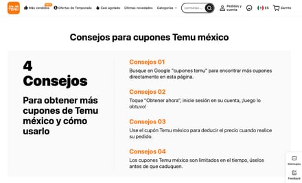 MÉXICO-TEMU cupones y ofertas
