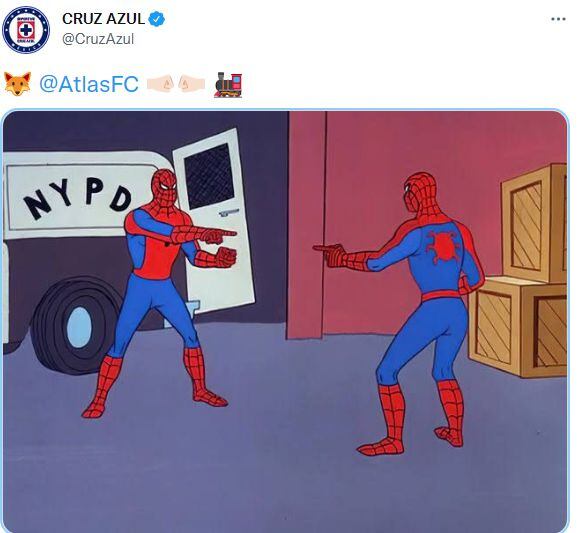 Atlas FC' recibe felicitación del Cruz Azul con meme de Spider-Man