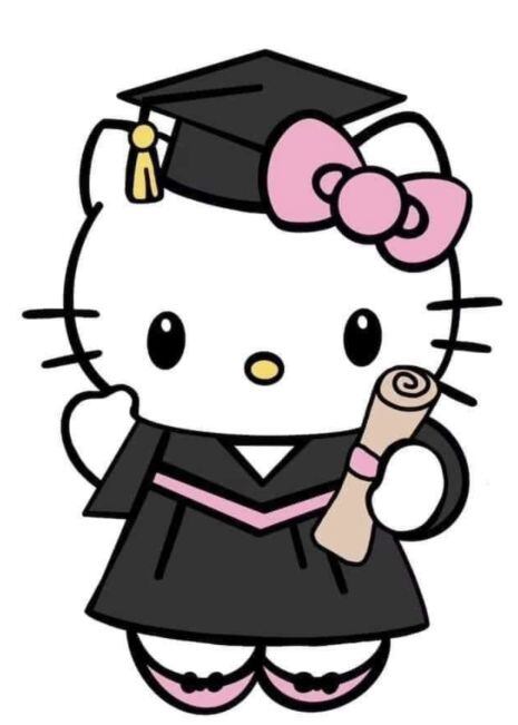 Tarjeta de Hello Kitty para graduación con vestido