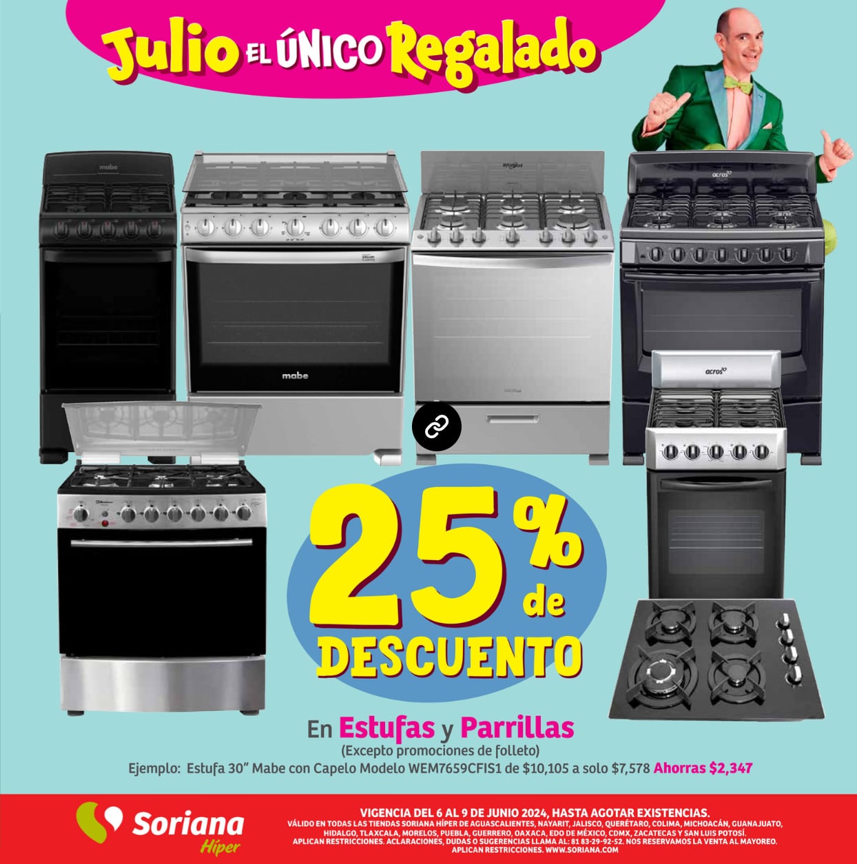25% de descuento en estufas y parrillas en las ofertas de Soriana fin de semana