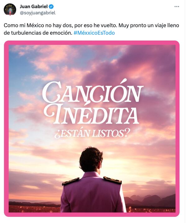 Juan Gabriel anuncia su nuevo sencillo titulado “Méxxico es todo”