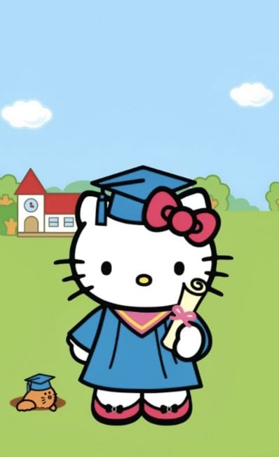 Tarjeta de Hello Kitty para graduación clásica