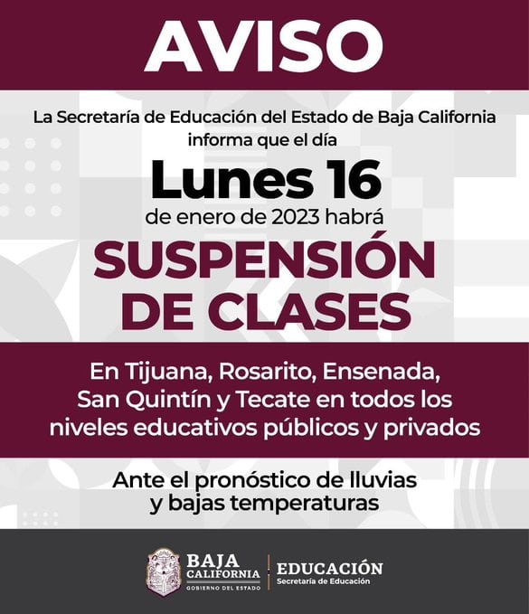 Suspenden clases en Tijuana, Baja California