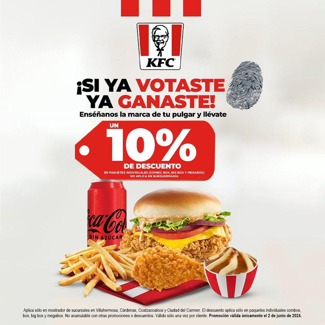 Promoción de KFC por votar el 2 de junio