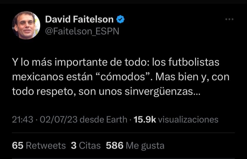 David Faitelson llamó sinvergüenzas a los futbolistas de la Selección Mexicana.