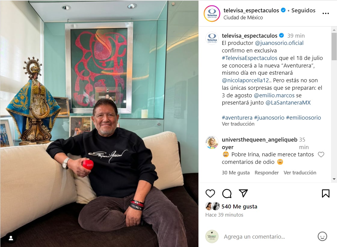 Juan Osorio anuncia "nueva Aventurera"