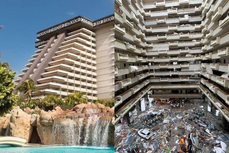 La triste imagen que muestra cómo quedó el famoso Hotel Princess de Acapulco tras el huracán Otis