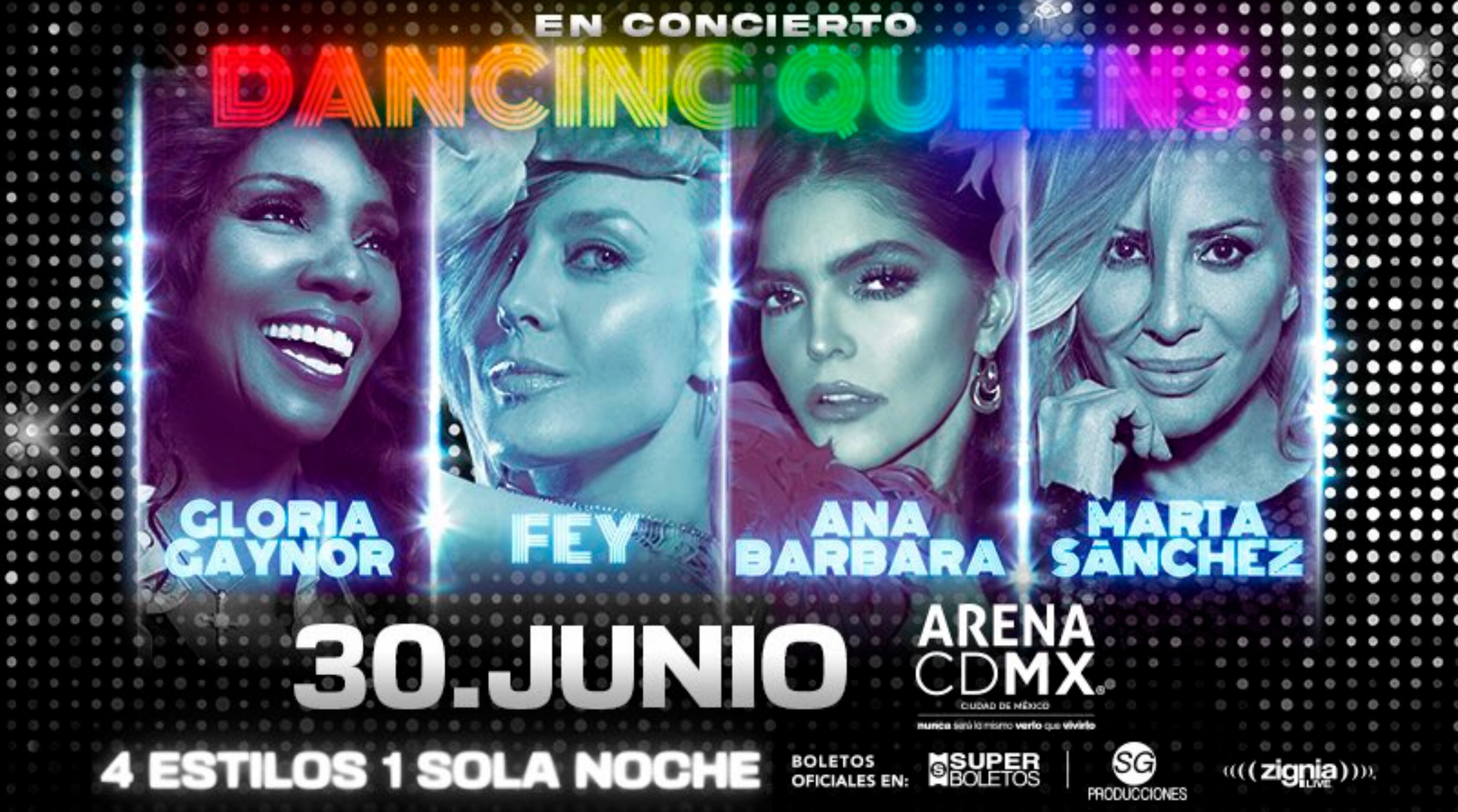 Ana Bárbara y Gloria Gaynor en concierto con Dancing Queens en la Arena CDMX