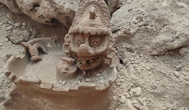 Figura del dios K’awiil encontrada por el INAH