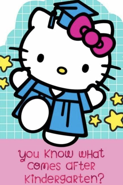 Tarjeta de Hello Kitty para graduación del kinder