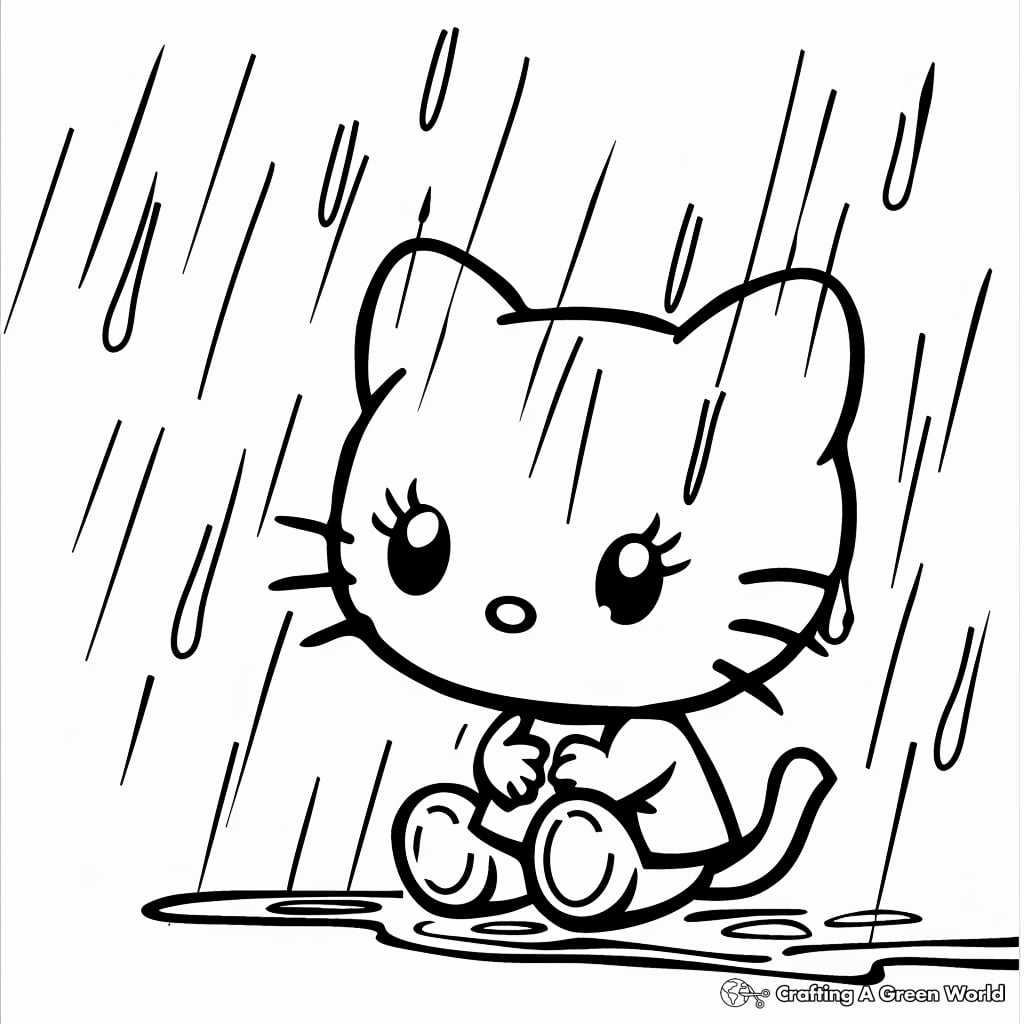 Los dibujos de Hello Kitty bajo la lluvia