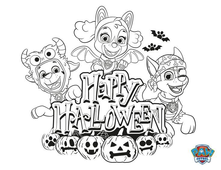 Dibujos de Paw Patrol para colorear: Feliz Halloween