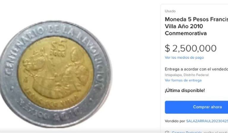 Esta moneda de 5 pesos se vende en una millonada por estas razones