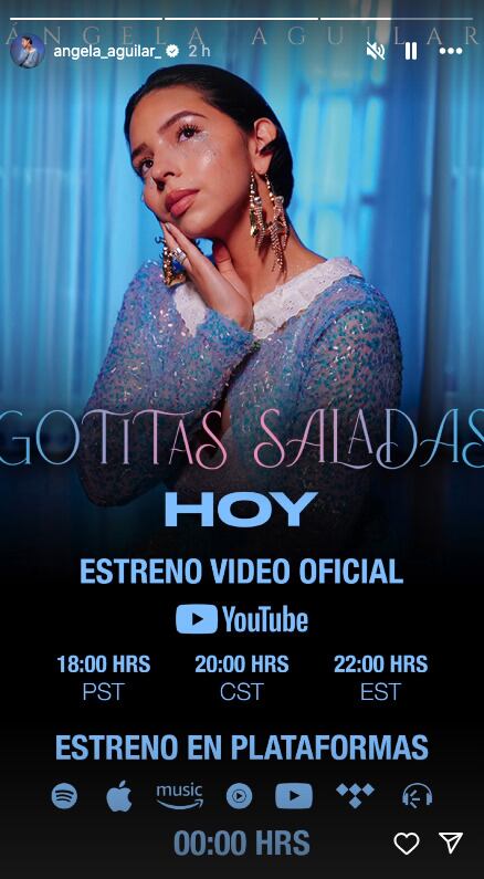 Hora de estreno de Gotitas Saladas, nueva canción de Ángela Aguilar
