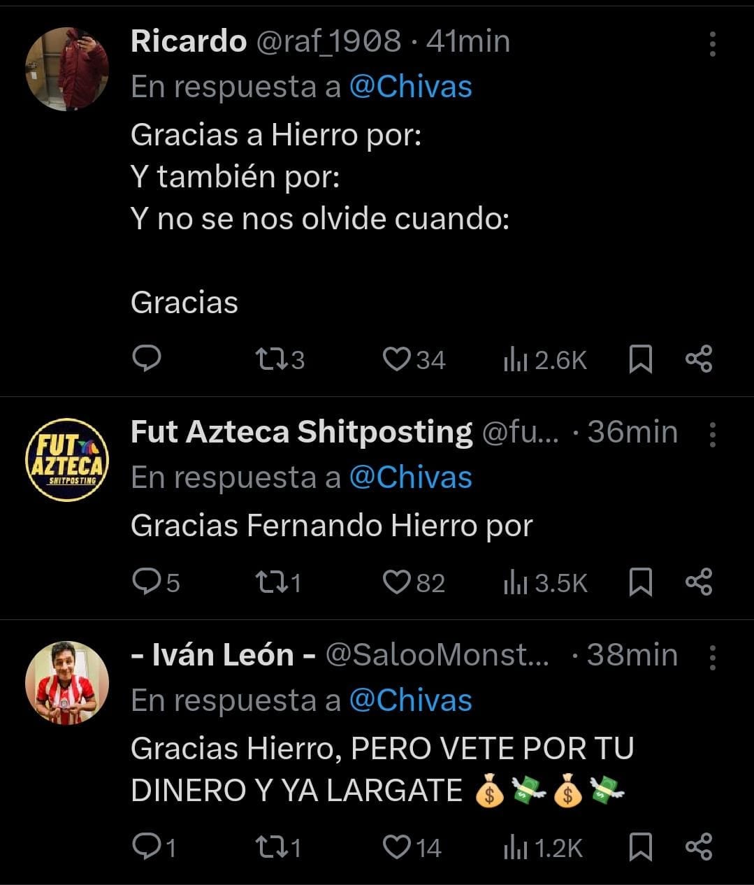 Los mensajes de la afición de Chivas a Fernando Hierro.