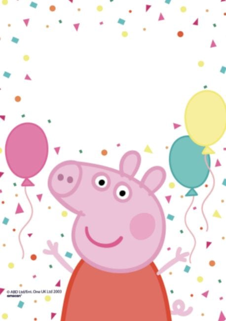 Tarjeta de Peppa Pig para graduación con globos