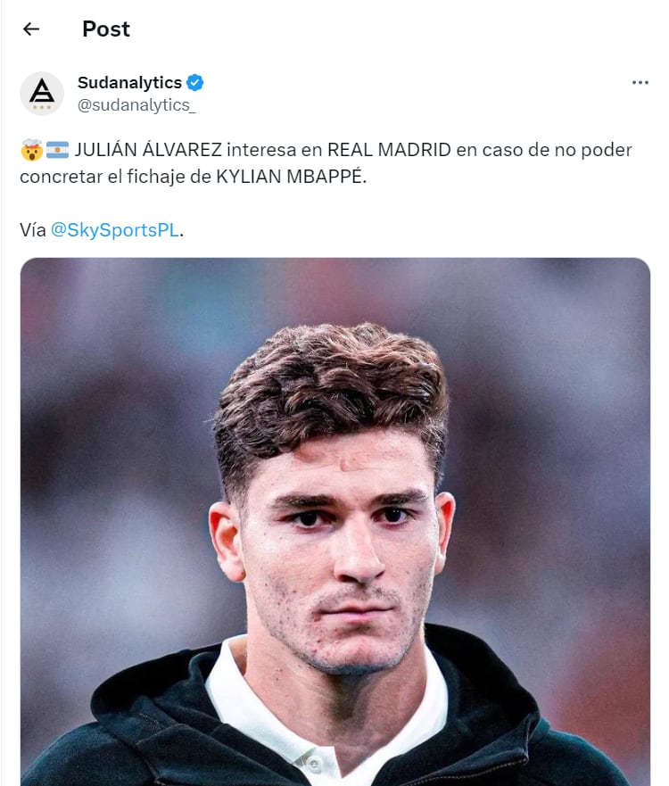 Julián Álvarez en interés por el Real Madrid