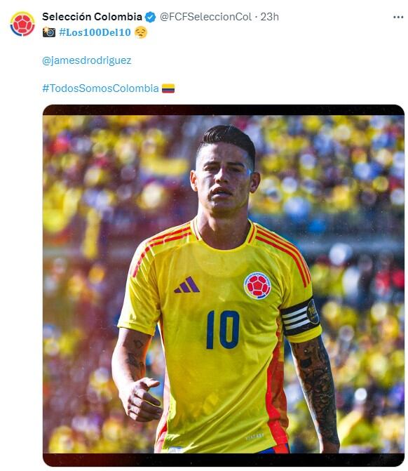 Tweet de la Selección de Colombia