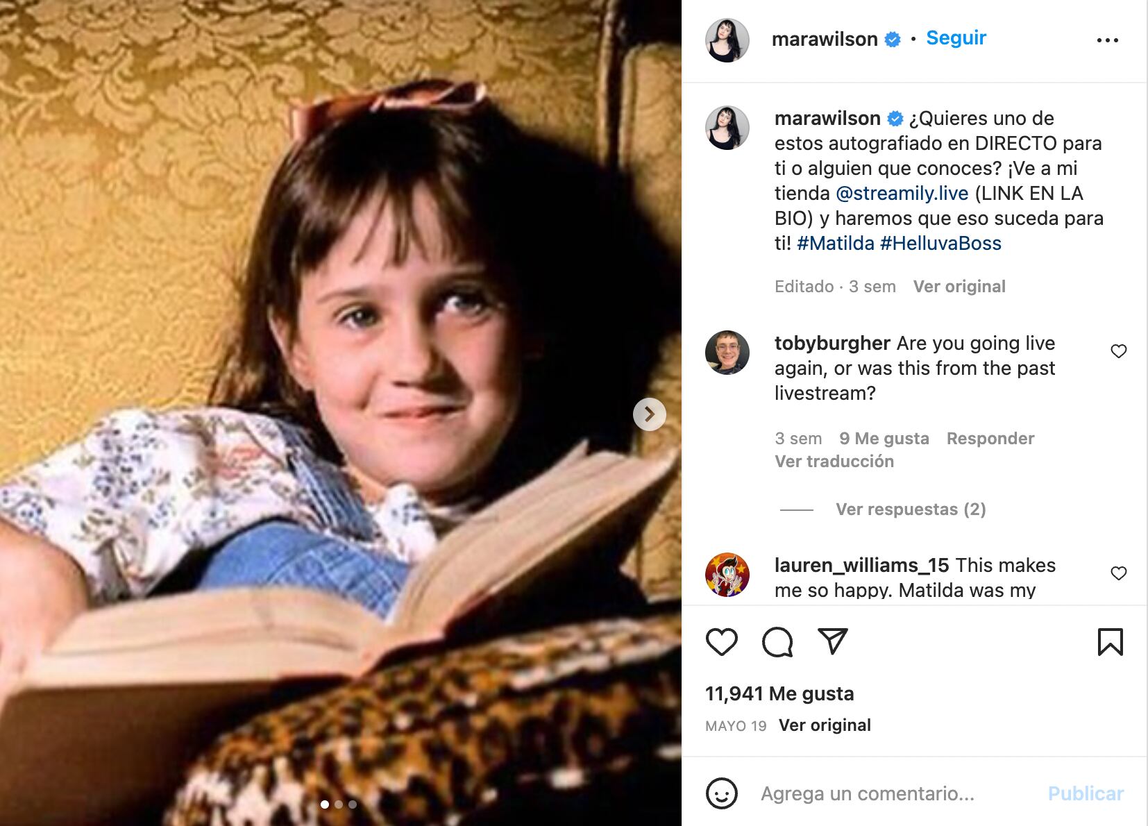 Mara Wilson sigue recordado su papel como 'Matilda'