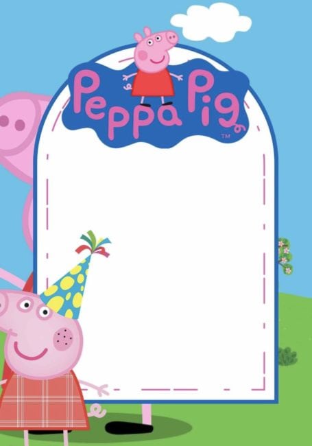Tarjeta de Peppa Pig para graduación de festejo