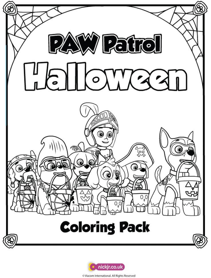 Dibujos de Paw Patrol para colorear: “Dulce o truco” para Halloween