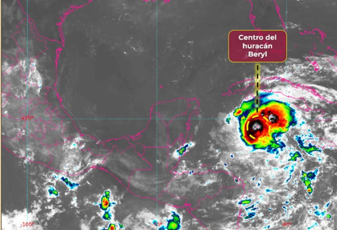Huracán Beryl a horas de impactar en Quintana Roo; se encuentra a 500 km de Tulum
