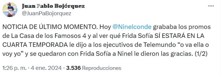 Ninel Conde no entraría a La Casa de los Famosos 4 por Frida Sofía