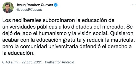 Tuit de Jesús Ramírez