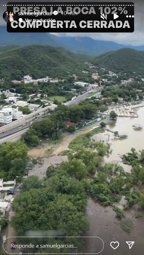 Samuel García confirma cierre de compuerta en la presa La Boca; se encuentra al 102% de su capacidad