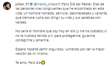 Julián Figueroa reconoce a Marco Chacón como su papá.