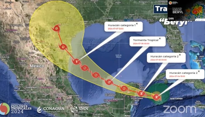 Huracán Beryl en vivo hoy 4 de julio: Dónde está, trayectoria a México. Categoría 2 impactará en Tulum y Felipe Carrillo Puerto a la medianoche; segundo impacto será en Tamaulipas