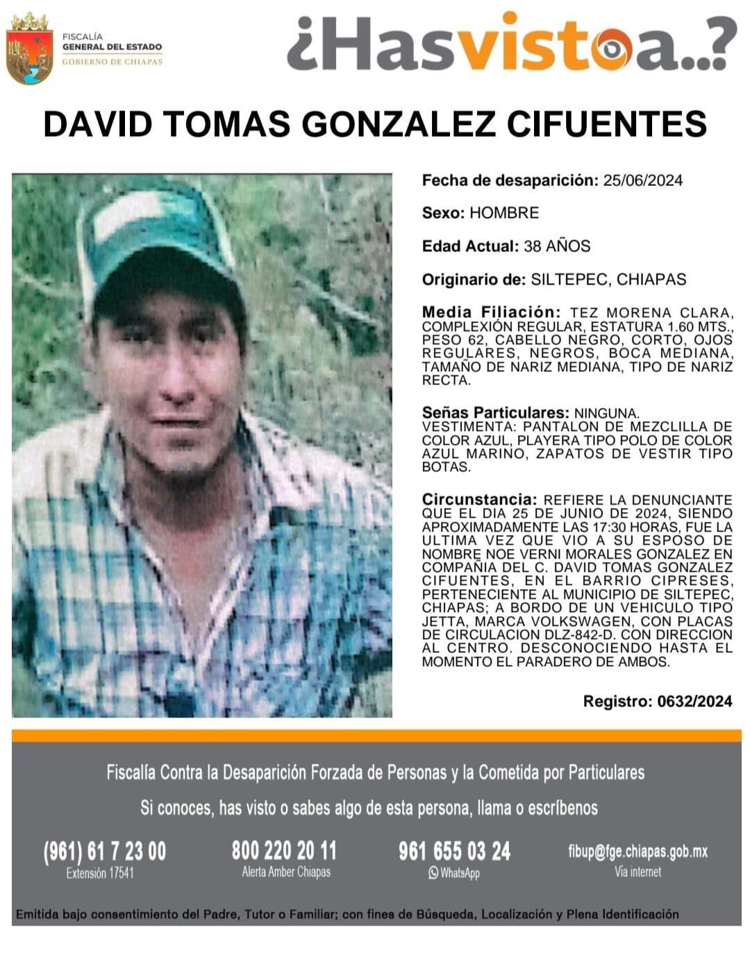 David Tomás González Cifuentes, desaparecido en Siltepec, Chiapas