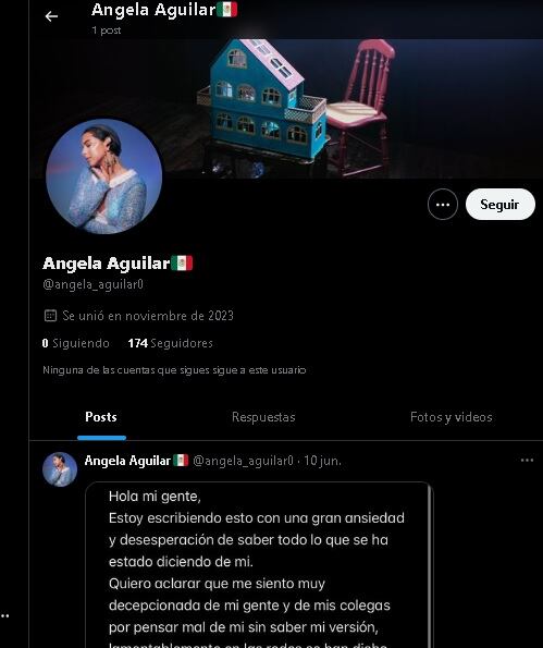 Cuenta falsa de Ángela Aguilar.