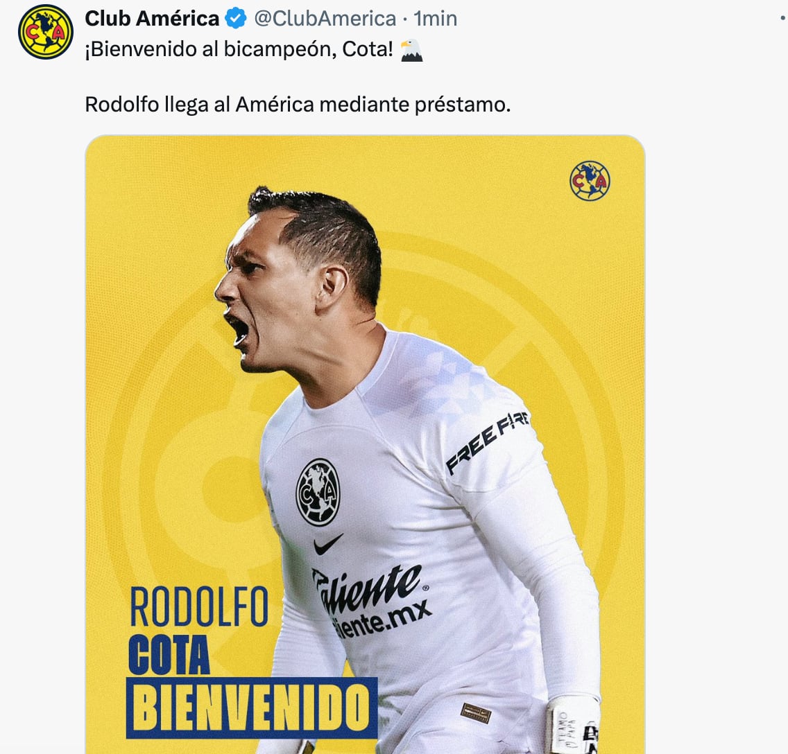 Club América anuncia a Rodolfo Cota, ex de Chivas