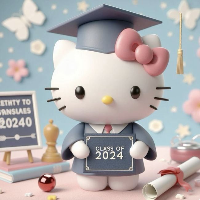 Tarjeta de Hello Kitty para graduación Clase 2024