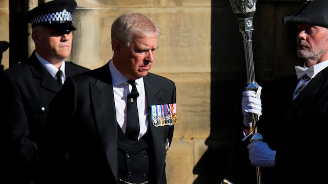 El príncipe Andrés en el funeral de la reina Isabel II