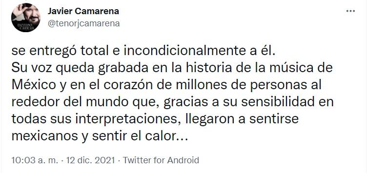 Tuit de Javier Camarena