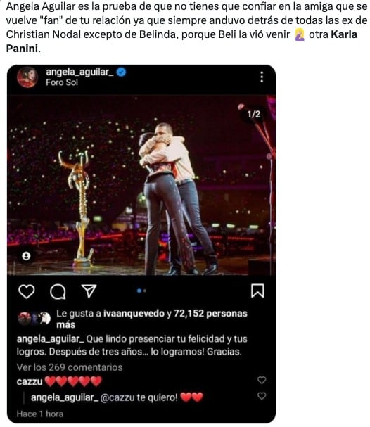 Memes comparan a Ángela Aguilar con Karla Panini por su relación con Christian Nodal