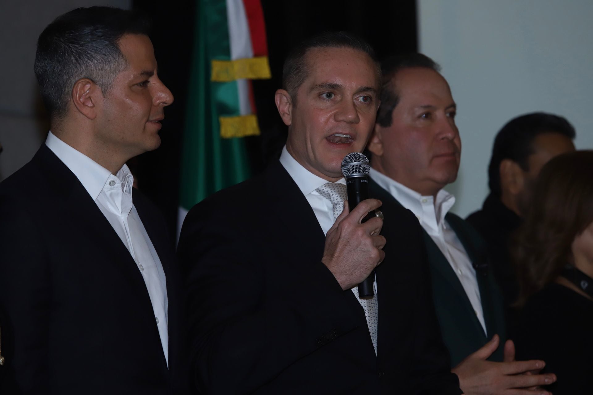 Alejandro Murat Hinojosa, Adrián Rubalcaba y Eruviel Ávila durante la conferencia de prensa donde se dio a conocer la conformación de la “Alianza Progresista”