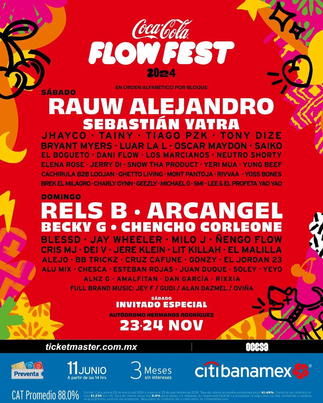 Cartel de Coca Cola Flow Fest 2024: Artistas por día para el festival de música