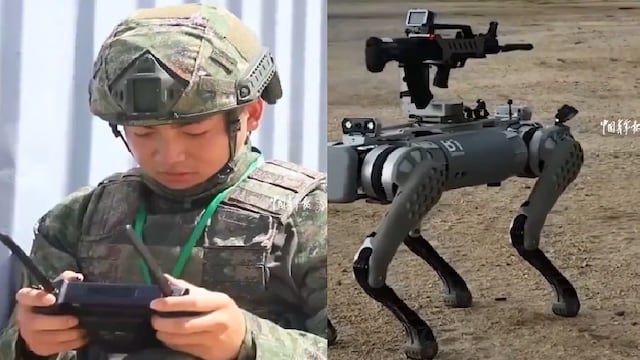 China presume sus perros robots con rifles automáticos en la espalda