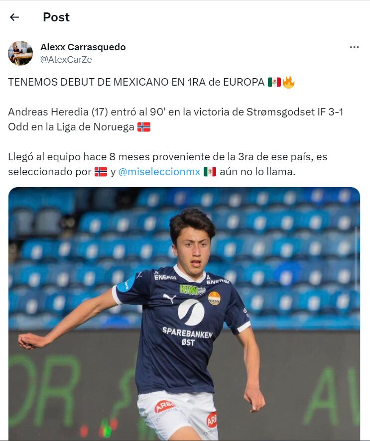 Andreas Heredia debuta en Europa con 17 años