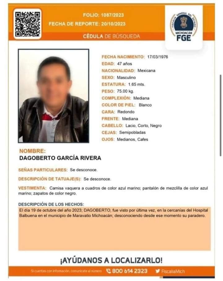 Ficha de búsqueda de Dagoberto García Rivera