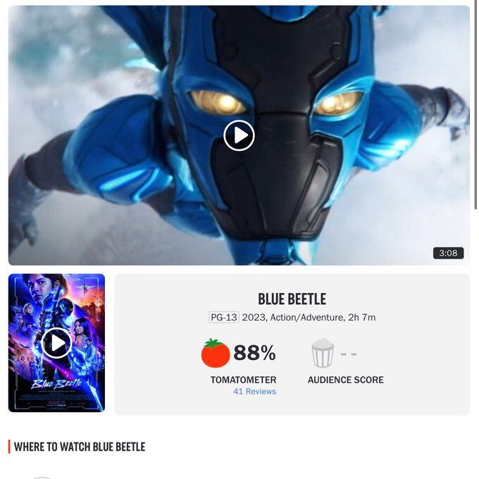 Blue Beetle en Rotten Tomatoes