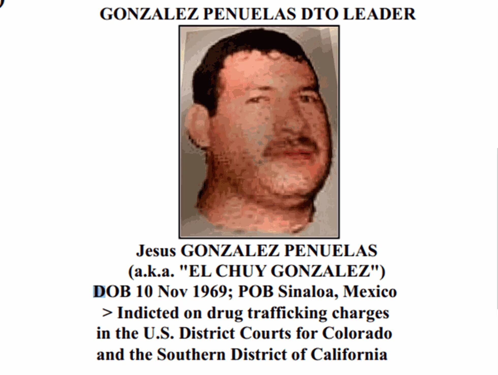 Estados Unidos ofrece millonaria recompensa por el narcotraficante Chuy González
